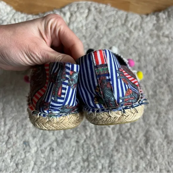 Antica Sartoria: Pom-Pom Cacti Wagon Wheel Slip On Peep Toe Espadrilles Size 39