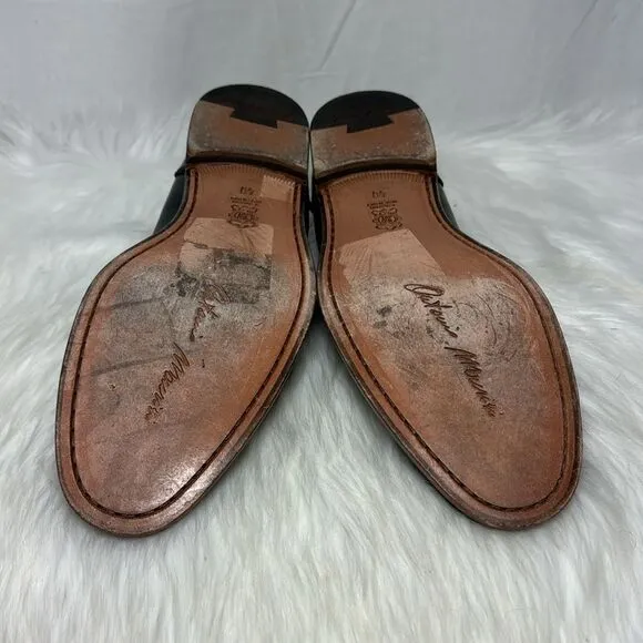 Antonio Maurici Midnight Blue/Black Leather Penny. Loafers Sz 40