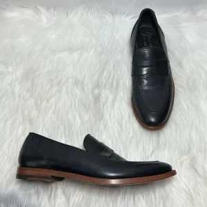 Antonio Maurici Midnight Blue/Black Leather Penny. Loafers Sz 40