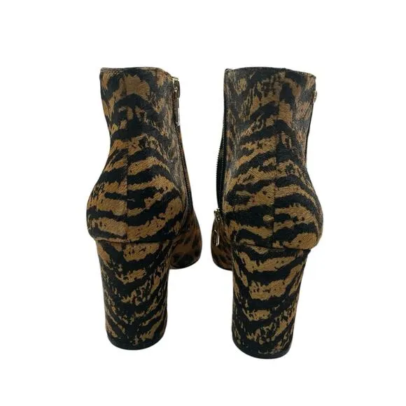 ANTONIO MELANI ANIMAL Print Fur Leather Sole Ankle High Heel Boots Size 7 1/2