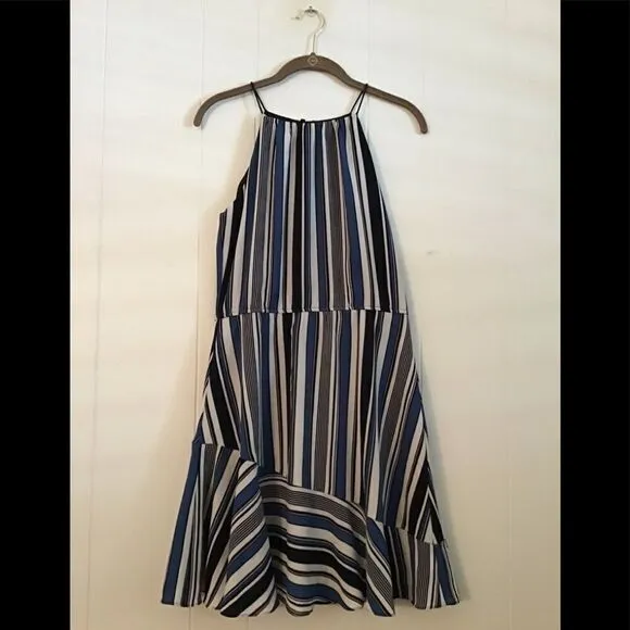 Aqua Swing Dress Blue Striped Size M
