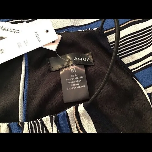 Aqua Swing Dress Blue Striped Size M