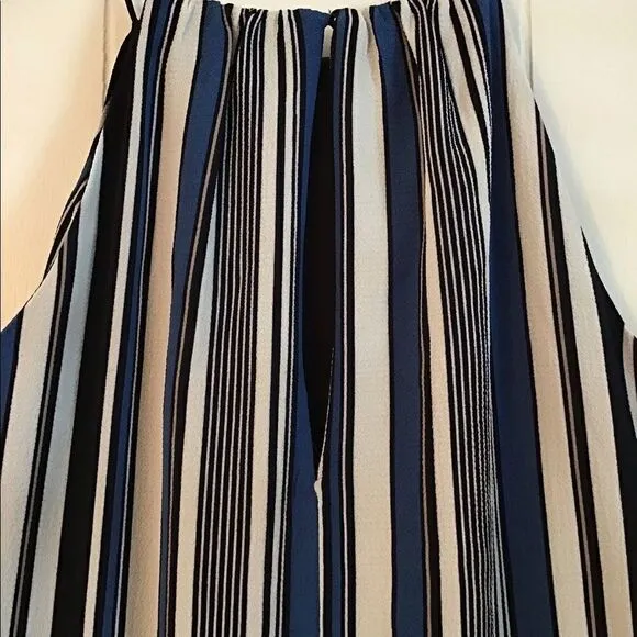Aqua Swing Dress Blue Striped Size M