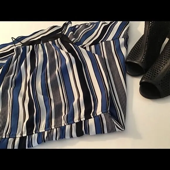 Aqua Swing Dress Blue Striped Size M