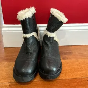 Aquatalia Jillian Tumbled Calf Faux Fur Leather Zipper Casual Dress Boots size 9