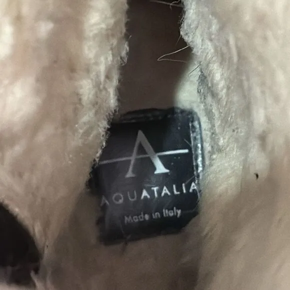 Aquatalia Jillian Tumbled Calf Faux Fur Leather Zipper Casual Dress Boots size 9