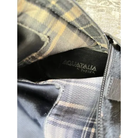 Aquatalia Marvin K Calf Hair Black Leather Riding Boots 8 Made in Italy Tall
