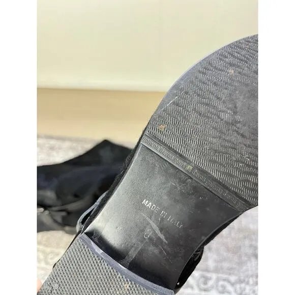 Aquatalia Marvin K Calf Hair Black Leather Riding Boots 8 Made in Italy Tall