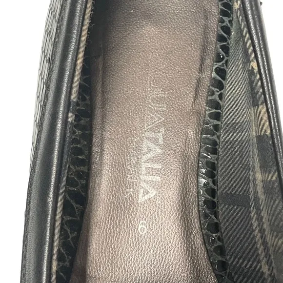 Aquatalia Snakeskin Embossed Leather Penny Loafers Driving Mocs Black Size 6