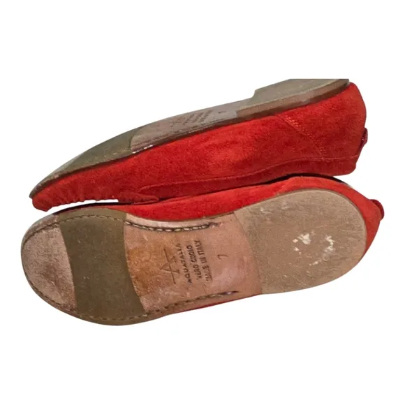 Aquatalia Suede Penny Loafers Women's 7 BRIGHT Red Pink