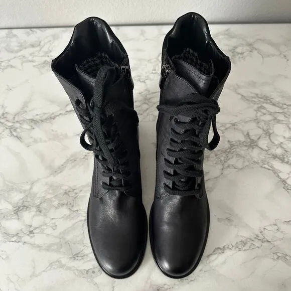 Aquatalia Super Racer Combat Boots Suede Leather Mid Calf Boots Women’s Size 10