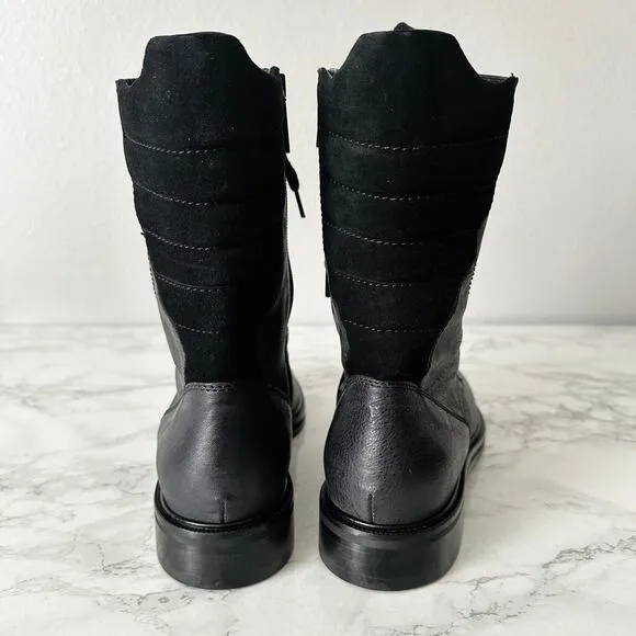 Aquatalia Super Racer Combat Boots Suede Leather Mid Calf Boots Women’s Size 10