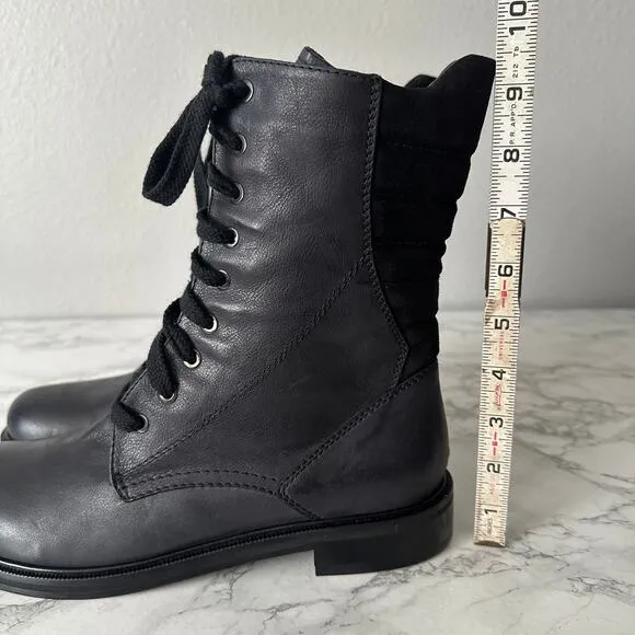 Aquatalia Super Racer Combat Boots Suede Leather Mid Calf Boots Women’s Size 10