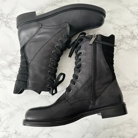 Aquatalia Super Racer Combat Boots Suede Leather Mid Calf Boots Women’s Size 10
