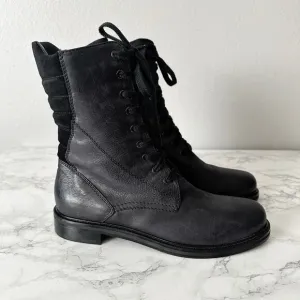Aquatalia Super Racer Combat Boots Suede Leather Mid Calf Boots Women’s Size 10