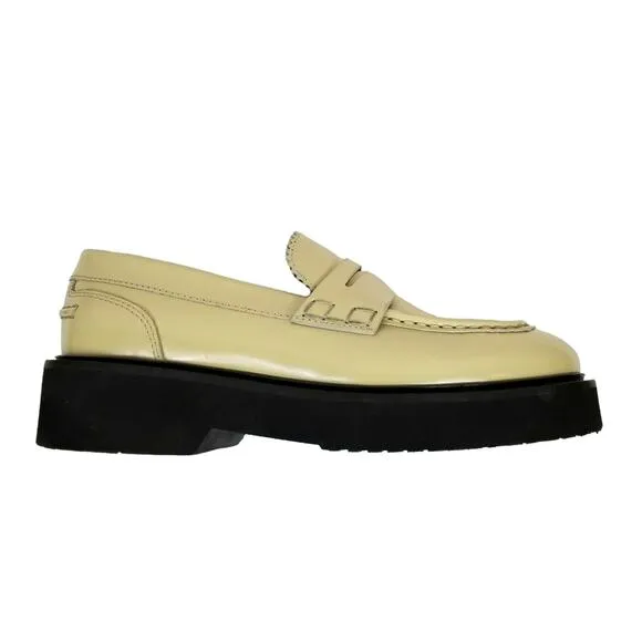 Aquatalia Women's Marcie Platform Penny Loafers Cream Leather Size 7