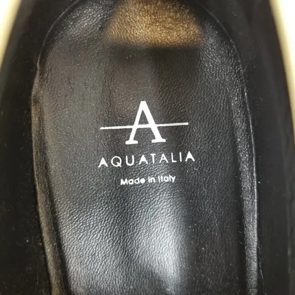 Aquatalia Women's Marcie Platform Penny Loafers Cream Leather Size 7
