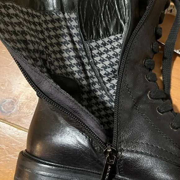 Aquatalia Women’s Super Racer Becca Combat Boots Black Lace Up Size 7