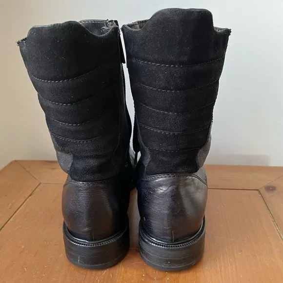 Aquatalia Women’s Super Racer Becca Combat Boots Black Lace Up Size 7