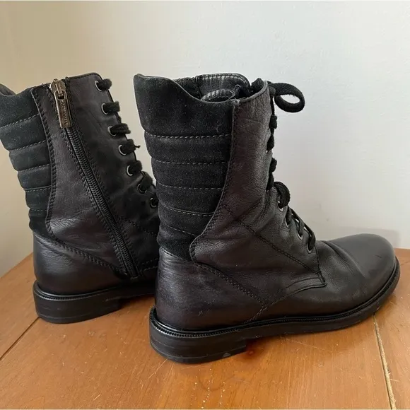 Aquatalia Women’s Super Racer Becca Combat Boots Black Lace Up Size 7