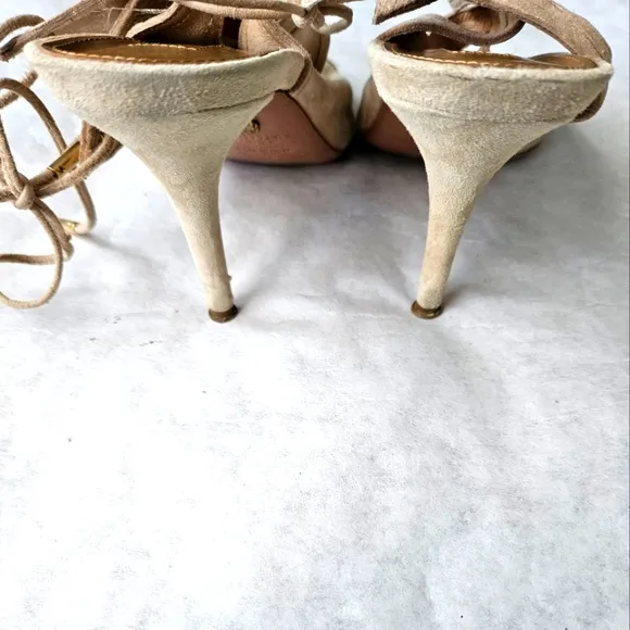 Aquazura tan suede tie back sandals