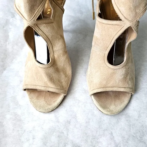 Aquazura tan suede tie back sandals