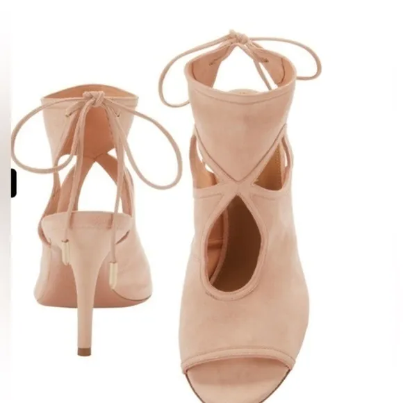 AQUAZZURA Sexy Thing Cutout Pink Suede Sandals size 36.5 (6.5)