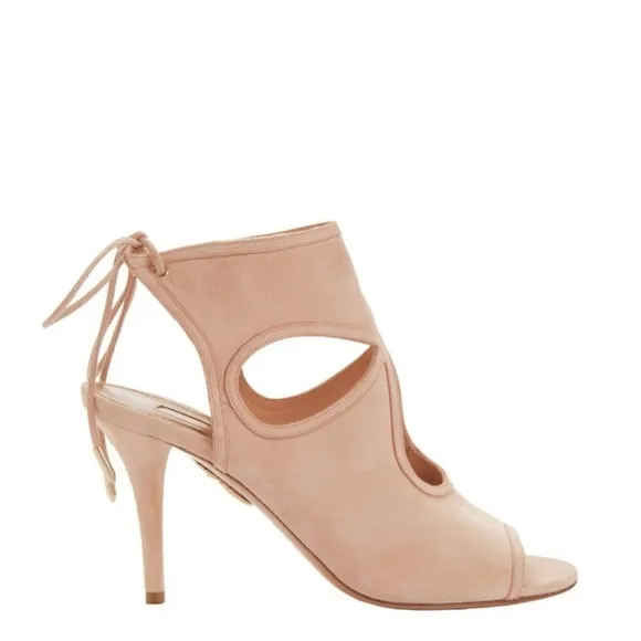 AQUAZZURA Sexy Thing Cutout Pink Suede Sandals size 36.5 (6.5)