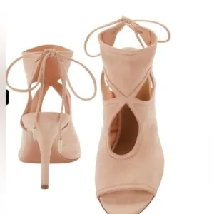 AQUAZZURA Sexy Thing Cutout Pink Suede Sandals size 36.5 (6.5)
