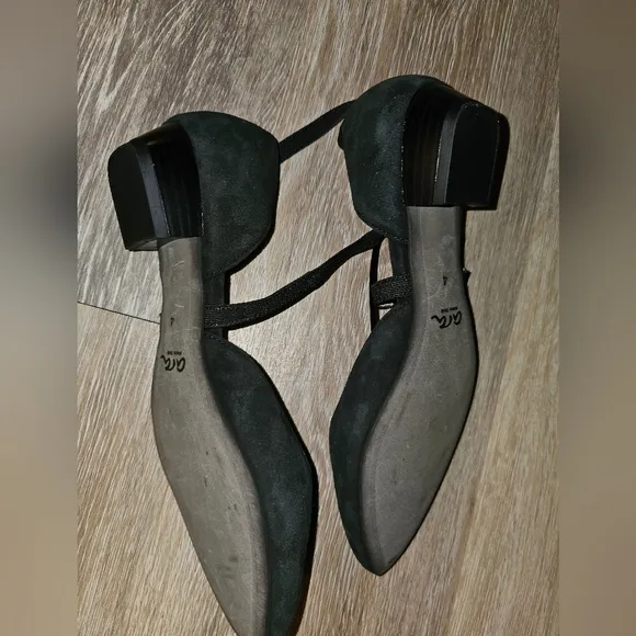 ARA strappy pointed toe flats size 4 6.5 black suede