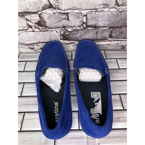 Aretina Shoes Blue Suede Leather Slip On Driving Loafers Men’s Sz 27.5 Mex/9M US