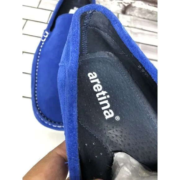 Aretina Shoes Blue Suede Leather Slip On Driving Loafers Men’s Sz 27.5 Mex/9M US