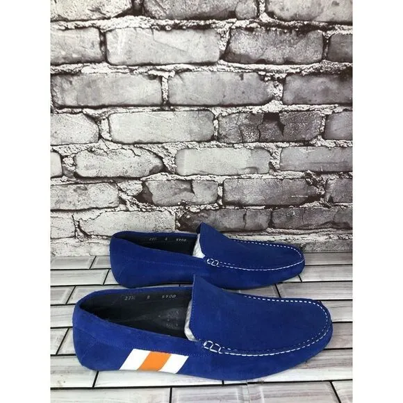 Aretina Shoes Blue Suede Leather Slip On Driving Loafers Men’s Sz 27.5 Mex/9M US