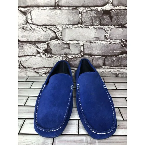 Aretina Shoes Blue Suede Leather Slip On Driving Loafers Men’s Sz 27.5 Mex/9M US