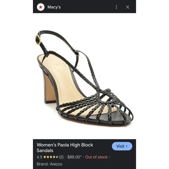 Arezzo Paola High Block Sandals Braided Straps Black Heels Size 9.5 $90