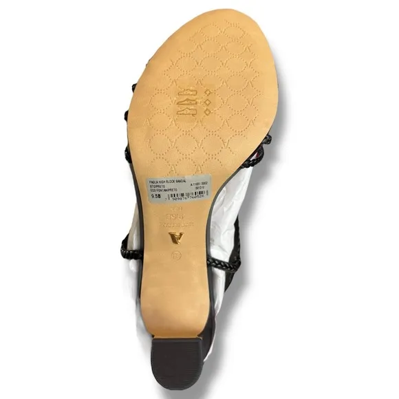 Arezzo Paola High Block Sandals Braided Straps Black Heels Size 9.5 $90