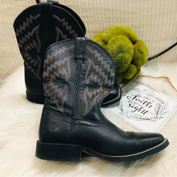 Ariat Big Kids Western Tycoon Boots. Sz 2 Black