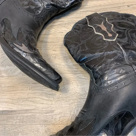 Ariat DAHLIA Snip Tow Rose Print Western Cowgirl Mid Calf Leather Boots