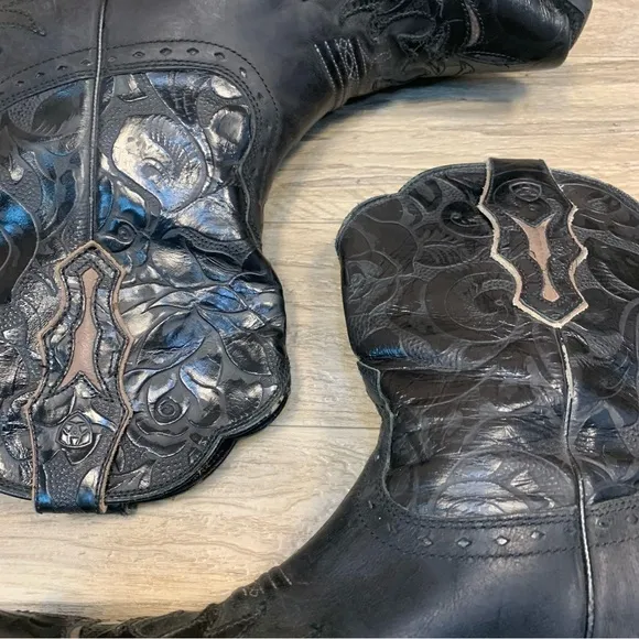 Ariat DAHLIA Snip Tow Rose Print Western Cowgirl Mid Calf Leather Boots