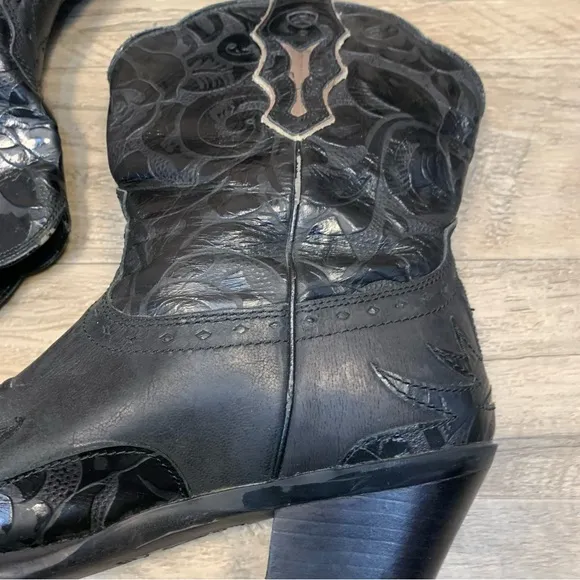 Ariat DAHLIA Snip Tow Rose Print Western Cowgirl Mid Calf Leather Boots