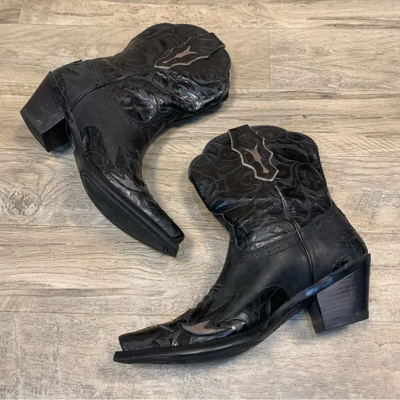Ariat DAHLIA Snip Tow Rose Print Western Cowgirl Mid Calf Leather Boots