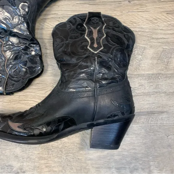 Ariat DAHLIA Snip Tow Rose Print Western Cowgirl Mid Calf Leather Boots