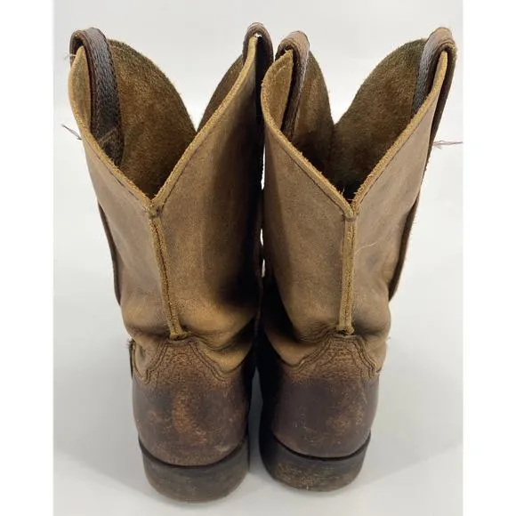 Ariat Ramble kid size 2 Brown Leather Western Square Toe mid calf pull on Boots