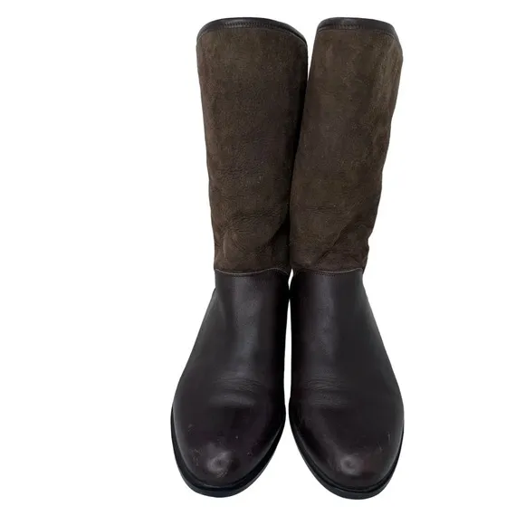Ariat Riding Boots Cowboy Mid Calf Round Toe Pull On Leather Brown Womens Size 9