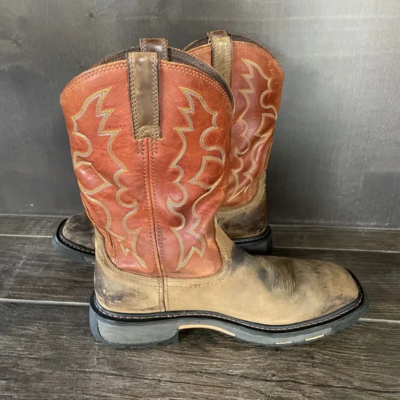 Ariat WorkHog Mens 11 D Work Boots Brown Mid Calf Leather Cowboy 10005888