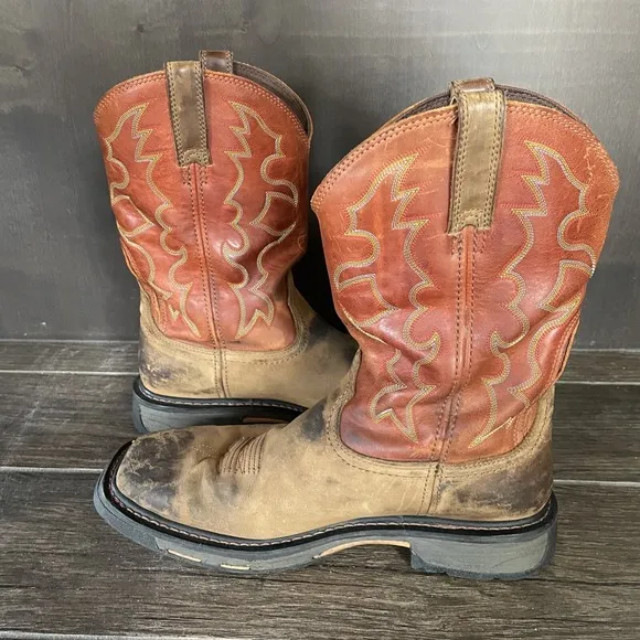 Ariat WorkHog Mens 11 D Work Boots Brown Mid Calf Leather Cowboy 10005888