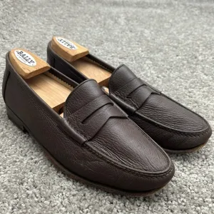 Artioli Brown Pebbled Leather Penny Loafers Men’s size 7D ~ Hand Made in Italy