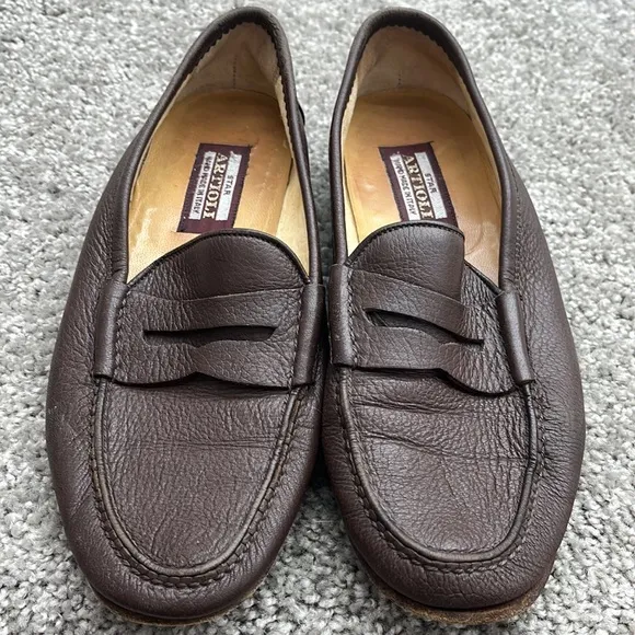 Artioli Brown Pebbled Leather Penny Loafers Men’s size 7D ~ Hand Made in Italy