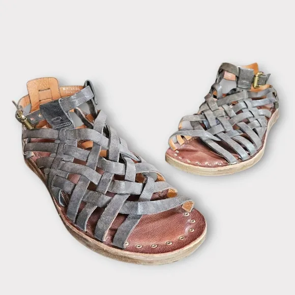 A.S.98 Ralston Leather Sandals in Smoke