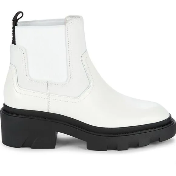 Ash Mastro Leather Pull-On Combat Boots White